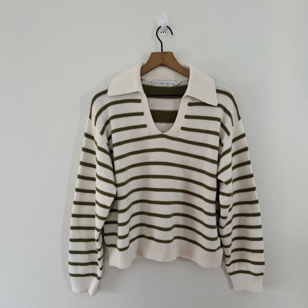 Proenza Schouler Women's Murphy Stripe Cotton Cashmere Blend Sweater Size Large